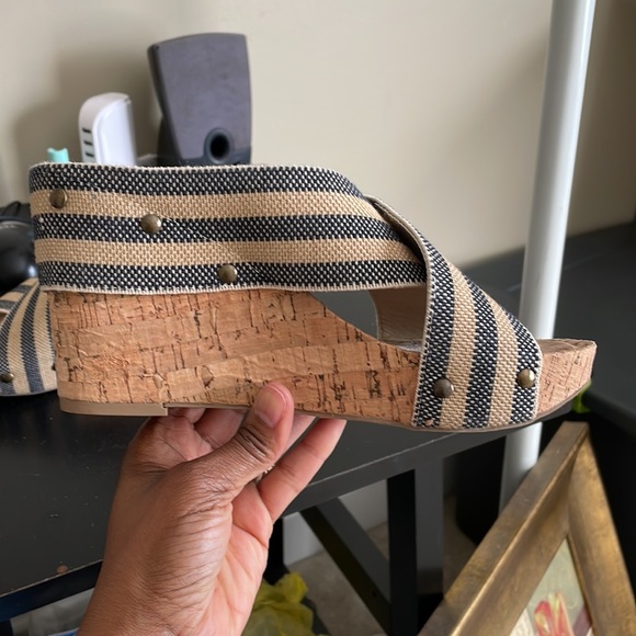 CATO Blue/Tan Wedge Cork Sandal - Picture 3 of 9